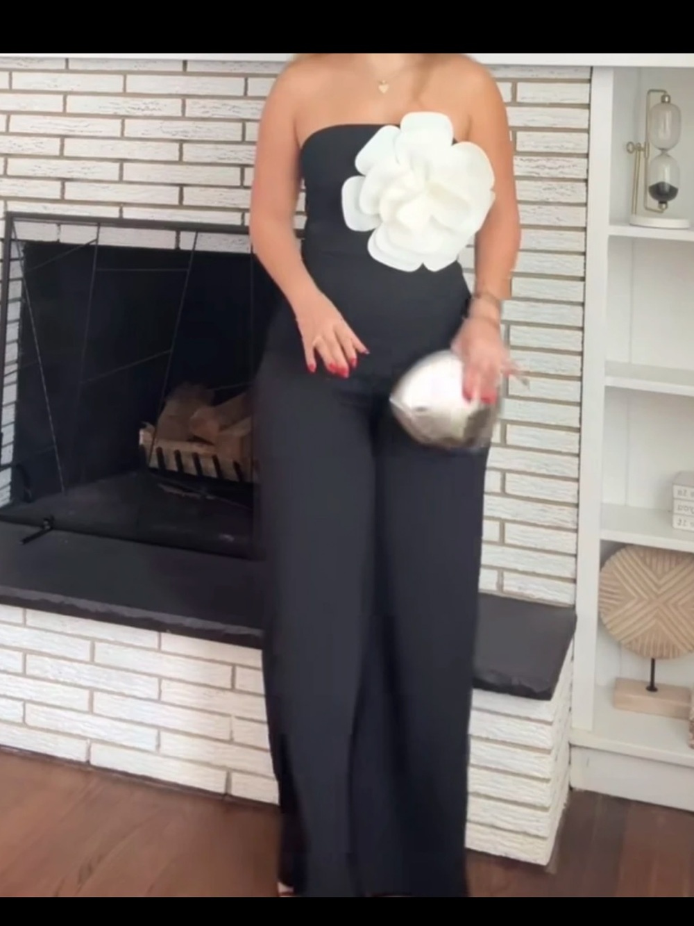NEW - Elegant 3D Floral Strapless Wide Leg Jumpsuit Chic Party Glam - Picture 7 of 9